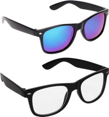 layd Wayfarer Sunglasses(For Men & Women, Blue, Clear)