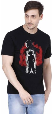 HOBBSION Superhero Men Round Neck Black T-Shirt