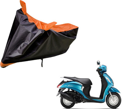 Auto Hub Two Wheeler Cover for Yamaha(Fascino, Black, Orange)