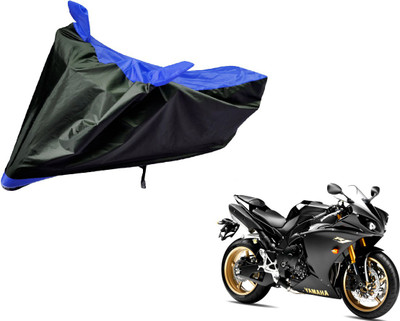 Auto Hub Two Wheeler Cover for Yamaha(YZF R1, Black, Blue)