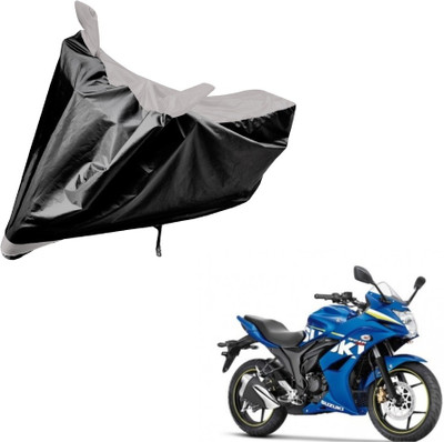 Auto Hub Two Wheeler Cover for Suzuki(Gixxer SF, Black, Silver)