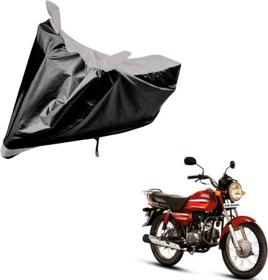 Auto Hub Two Wheeler Cover for Hero(CD Dawn, Black, Silver)