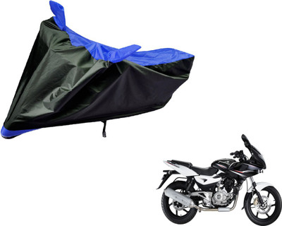 Auto Hub Two Wheeler Cover for Bajaj(Pulsar 220 DTS-i, Black, Blue)