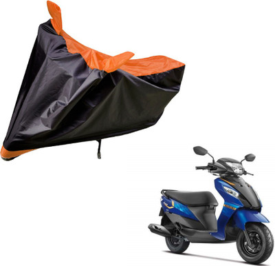 Auto Hub Two Wheeler Cover for Suzuki(Let's, Black, Orange)