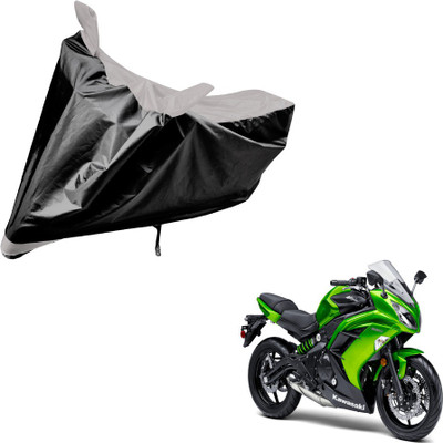 Amanzo Two Wheeler Cover for Kawasaki(Ninja, Black, Silver)