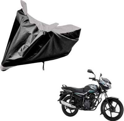 Auto Hub Two Wheeler Cover for Bajaj(Discover 100 DTS-i, Black, Silver)