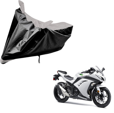 Amanzo Two Wheeler Cover for Kawasaki(Ninja 300, Black, Silver)