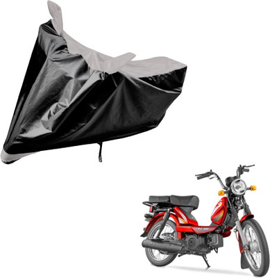 Auto Hub Two Wheeler Cover for TVS(Heavy Duty Super XL, Black, Silver)