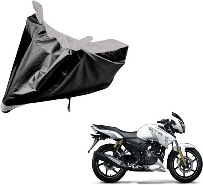 Auto Hub Two Wheeler Cover for TVS(Apache RTR 160, Black, Silver)