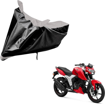 Auto Hub Two Wheeler Cover for TVS(Apache RTR 160, Black, Silver)