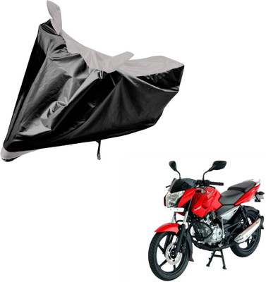 Auto Hub Two Wheeler Cover for Bajaj(Pulsar 135 LS DTS-i, Black, Silver)