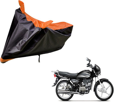 Auto Hub Two Wheeler Cover for Hero(Splendor Plus, Black, Orange)
