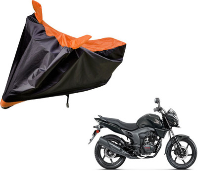 Auto Hub Two Wheeler Cover for Honda(CB Trigger, Black, Orange)