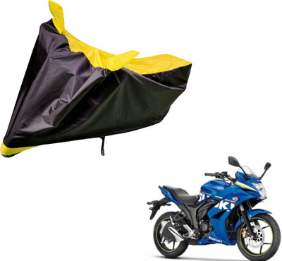 Amanzo Two Wheeler Cover for Suzuki(Gixxer SF, Black, Yellow)