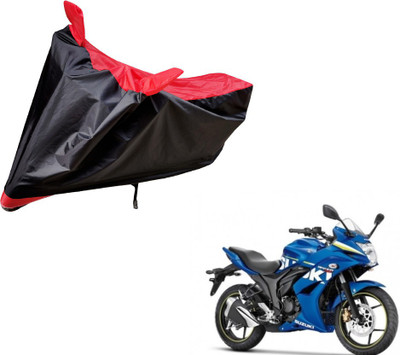 Auto Hub Two Wheeler Cover for Suzuki(Gixxer SF, Black, Red)