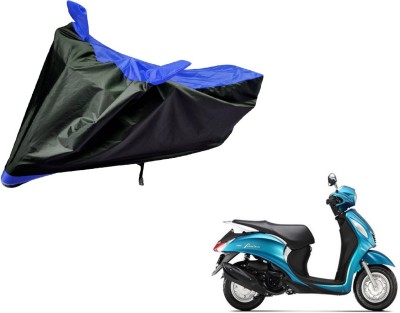 Auto Hub Two Wheeler Cover for Yamaha(Fascino, Black, Blue)