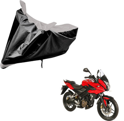 Amanzo Two Wheeler Cover for Bajaj(Pulsar, Black, Silver)
