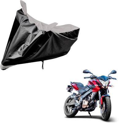 Auto Hub Two Wheeler Cover for Bajaj(Pulsar 200 NS DTS-i, Black, Silver)