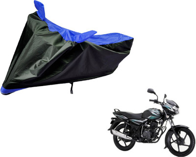 Auto Hub Two Wheeler Cover for Bajaj(Discover 100 DTS-i, Black, Blue)