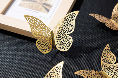 TRINGDOWN 12 cm 3D 12PCS BUTTERFLY STICKER Self Adhesive Sticker(Pack of 1)