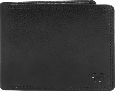 Calfnero Men Black Genuine Leather Wallet(3 Card Slots)