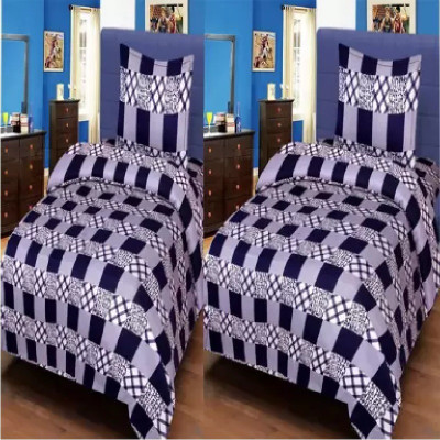 Home Readiness 140 TC Polycotton Single Printed Flat Bedsheet(Pack of 2, Multicolor)