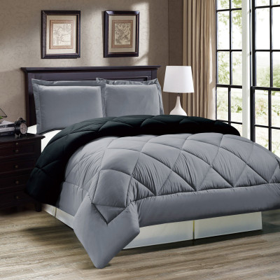 AVI Solid Single Comforter for  Heavy Winter(Polyester, Black-Grey)