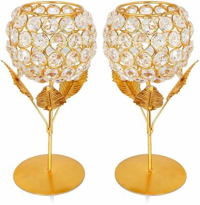 Being Nawab Elegant Design Gold Plated 2 - Cup Tealight Holder  (Gold, Pack of 2)