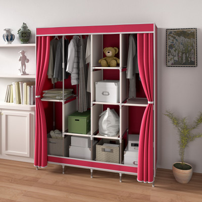 Flipkart Perfect Homes Studio PP Collapsible Wardrobe(Finish Color - Wine Red)