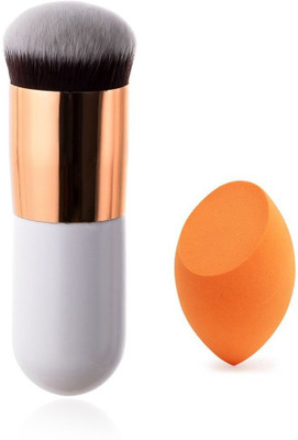 SKINPLUS BLUSH BRUSH WHITE WITH 1 SPONGE PUFF (PACK OF 2)(2 Items in the set)