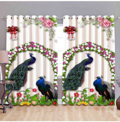 SuperSam Enterprises 152 cm (5 ft) Window Polyester Curtain (Pack Of 2)(Multicolor, Floral)