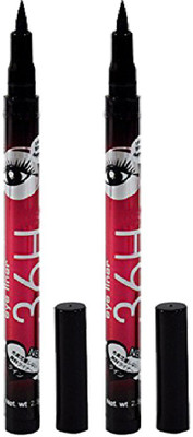 adbeni Imported 36 Hrs Water Proof Lash Eye Liner Set of 2 With Kajal-8607 2.5 g(Black)