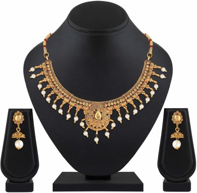 Shining Diva Alloy Gold-plated White, Gold Jewellery Set(Pack of 1)