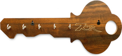 7CR Key Holder-1847 (WB) Wood Key Holder(5 Hooks, Brown)