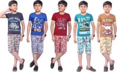 DSP Trends Boys Casual T-shirt Shorts(Baby Pink, Red, green, Turquise, Lt Yellow, Pack of 5)