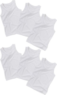 Kids Basket Vest For Boys Pure Cotton(White, Pack of 6)
