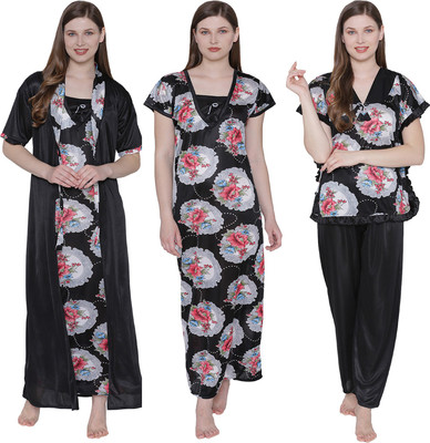 PHALIN Women Nighty Set(Multicolor)