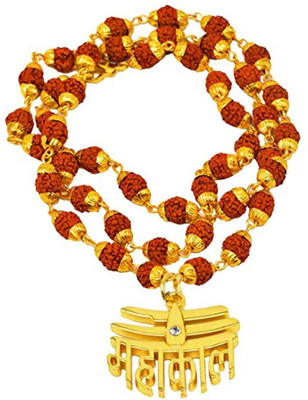 Sadnya Sadnya Mahakal Shiva Pendant With Rudraksha Mala Gold-plated Brass Gold-plated Brass
