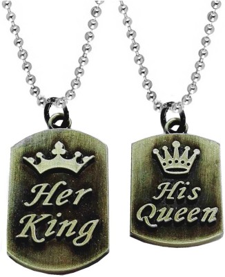 Shiv Jagdamba Valentine Day Gift His Queen Her King Pendant With Chain Zinc, Metal