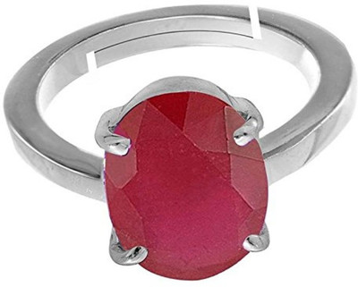 K K GEMS Certified 6.6Ct./ 7.25Ratti Ruby/Manik/Manak Gemstone 92.5 Sterling Silver Adjustable Women Rashi Ratan Ring Ruby Ring Silver Ruby Ring