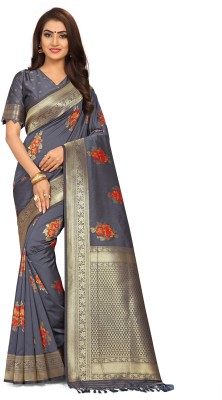 panchaamrit Woven Banarasi Jacquard, Art Silk Saree(Grey)