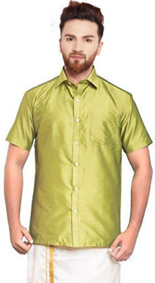 SJSilk Men Solid Formal White Shirt