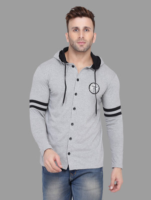 Lawful Casual Men Color Block Casual Silver Shirt