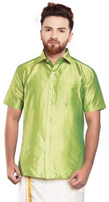 SJSilk Men Solid Formal White Shirt