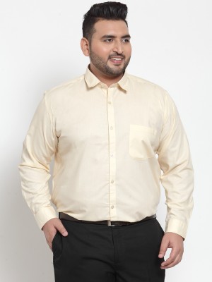 PLUSS Men Solid Formal Beige Shirt