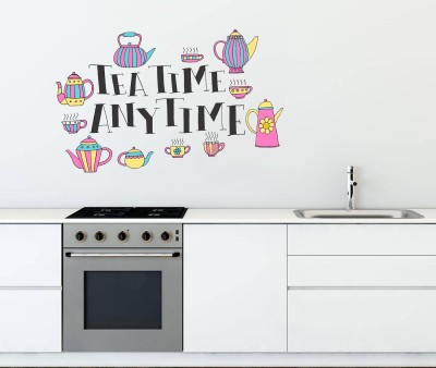 Wallzone 60 cm Tea Time Any Time Removable Sticker(Pack of 1)