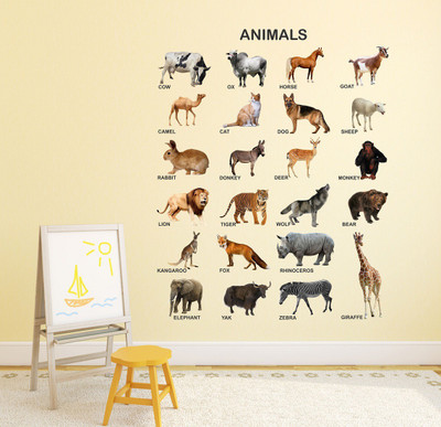 Wallzone 80 cm Animals Removable Sticker(Pack of 1)