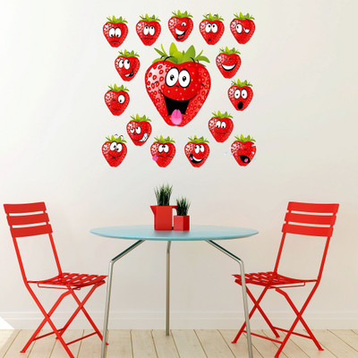 Wallzone 40 cm Strawberry Removable Sticker(Pack of 1)