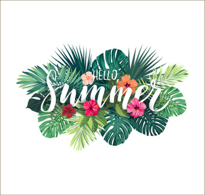 DivineDesigns 38 cm Hello Summer Leaves Sticker Self Adhesive Sticker(Pack of 1)