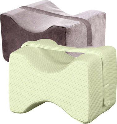 KUBER INDUSTRIES Memory Foam Solid Orthopaedic Pillow Pack of 2(Grey & Cream)